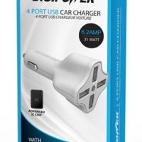 Digipower Car Charger 6.2amp InstaSense 4 Port USB-A - White