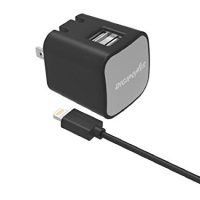 Digipower Wall Charger 2.4amp InstaSense 2 Port USB-A with Lightning MFI to USB-A Cable 5ft - Black