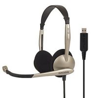 Koss Headset CS100-USB Stereo On Ear with Boom Mic Gold/Black 8ft Cord