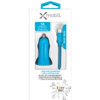 Colour Blast Car Charger 1amp 1 Port USB-A with Micro USB 3ft Cable - Blue