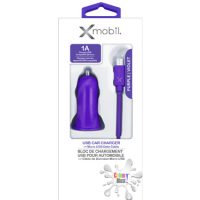 Colour Blast Car Charger 1amp 1 Port USB-A with Micro USB 3ft Cable - Purple
