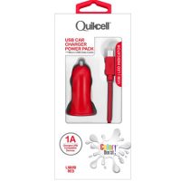 Colour Burst Car Charger 1 Amp w/Micro USB Cable Red