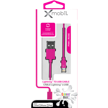 Colour Blast Charge & Sync Lightning Cable 3ft MFI Pink