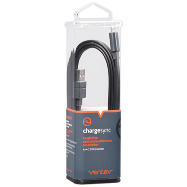 Ventev Charge & Sync USB-A to USB-C 2.0 Cable 6ft Black