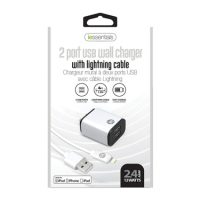 iEssentials Wall Charger 2.4Amp 2 Port w/4ft Lightning