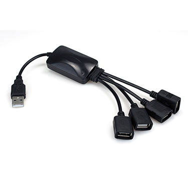 Xtech Hub USB-A 2.0 4 Port with Extenders - Black