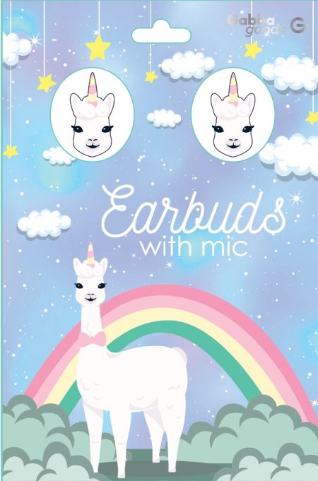 Gabba Goods Earbuds Silicone Llamacorn 3.5mm