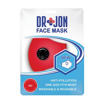 Dr Jon Face Mask 5 Layer Red Washable Optional Filter