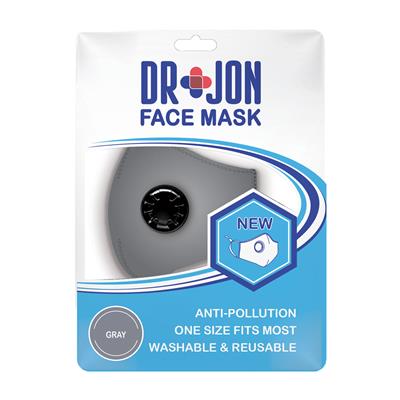 Dr Jon Face Mask 5 Layer Grey Washable Optional Filter