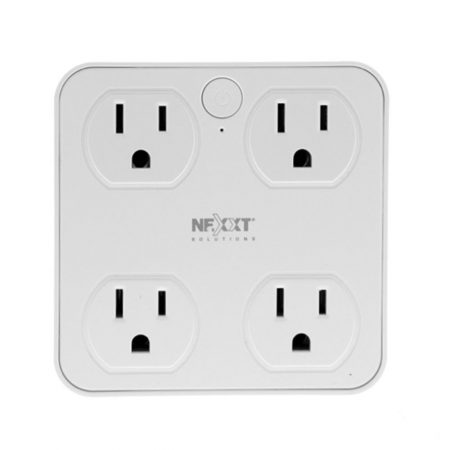 Nexxt Smart Home WiFi Surge Protector Wall with 4 Outlets 4 Side USB Ports 900 Joules