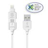 Scosche Charge & Sync Lightning/Micro USB MFI to USB-C Cable 3ft White Strikeline