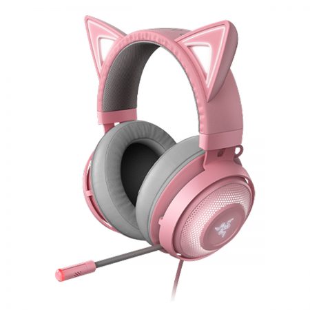 Razer Gaming Headset Kraken Kitty Bluetooth Chroma RGB with Boom Mic Dual Mic Noise Cancelling Quartz