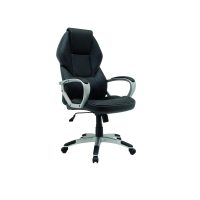 Xtech Office Chair Montpellier Executive with Arm Rests - Wheels with Chrome Base & Foot Rest Height Adjustment High Quality Black