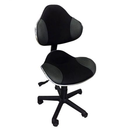 Xtech Office Chair Cloth Modern Style with Wheels & Pneumatic Height Adjustment 2 Tone Black & Grey