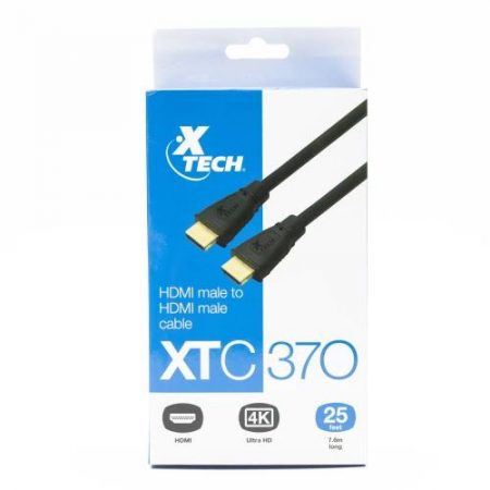 Xtech HDMI Cable Male to Male Gold Plated - 25ft - Black