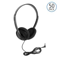 HamiltonBuhl Headphones (50 Pack) Over Ear Personal Economical 3.5mm - Black