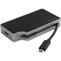 StarTech Docking Station Travel USB-C 4K HDMI or 1080p VGA RJ45 Gigabit Ethernet - Black & Silver