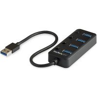 StarTech Hub 4 Port USB-A 3.0 with Individual On/Off Port Switches - Black