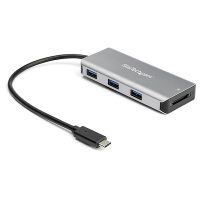 StarTech Hub 3 Port USB-C 10Gbps Thunderbolt 3 Compatible with SD Card Reader - Silver