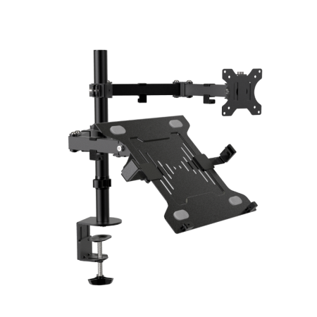 Klipxtreme Monitor Mount & Laptop Stand/Mount - Desk Clamp - 13 - 32in Monitor - Laptop up to 15.6in - Professional Grade - Black