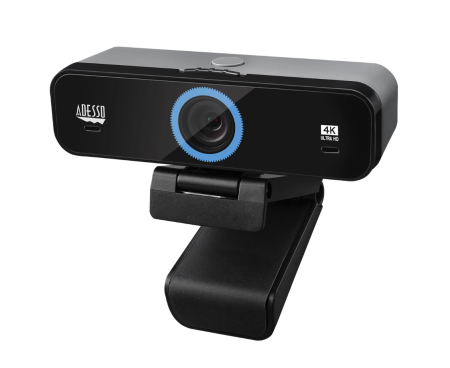 Adesso Webcam 4K Ultra HD CyberTrack K4 8.0MP Dual Mics with Noise Cancelling Pan/Tilt Tripod Mountable PC/Mac - Black