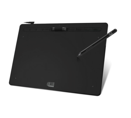 Adesso Graphic Tablet CyberTablet K12 12in x 7in Stylus with Artrage Lite Software 8192 Pressure Sensitivity Levels PC/Mac - Black
