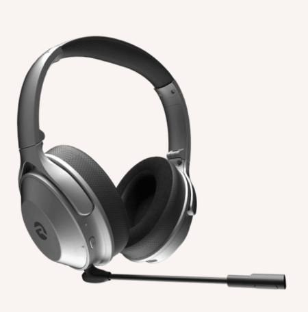 Raycon Work Headset Bluetooth Over Ear with Boom Mic Active Noise Cancellation 32Hrs Battery Life - Jet SIlver