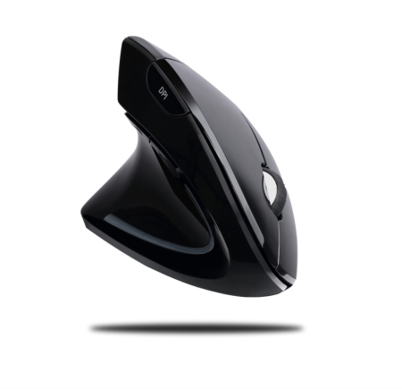 Adesso Mouse Wireless Vertical E90 6 Buttons Illuminated Left Handed up to 1600dpi Adjustable Weight PC/Mac - Black