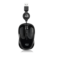 Adesso Mouse Wired Retractable Cord 2.5ft S8B 3 Button up to 1200dpi PC/Mac - Black