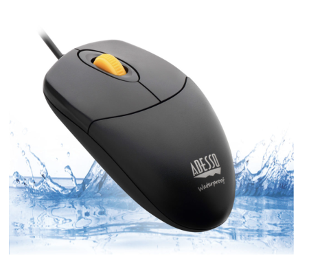 Adesso Mouse Wired Antimicrobial W3 4 Button up to 1000dpi PC/Mac - Black