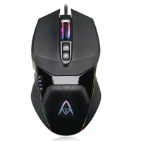 Adesso Gaming Mouse Wired X5 6 Button Illuminated Multi-Coloured lights up to 6400dpi Ambodextrous PC/Mac - Black