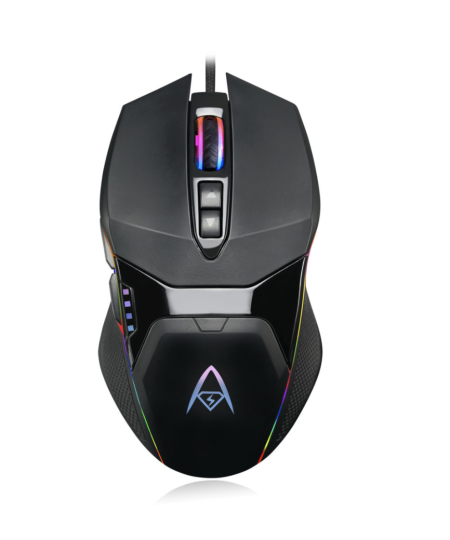 Adesso Gaming Mouse Wired X5 6 Button Illuminated Multi-Coloured lights up to 6400dpi Ambodextrous PC/Mac - Black