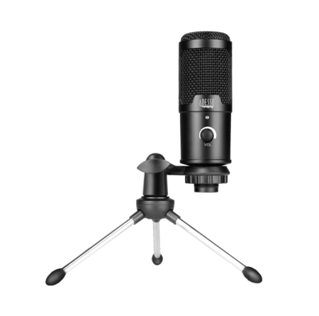 Adesso Microphone Cardioid Condenser USB with Adjustable Tripod Volume Control Ideal for Streaming