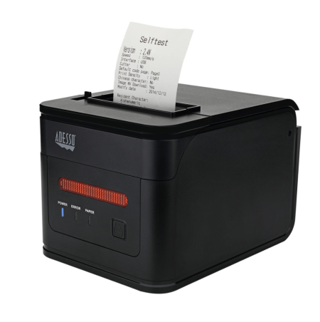 Adesso Thermal Receipt Printer 3in Supports 1D Barcodes & QR Codes Connects to Any Cash Drawer Fast Printing - Black