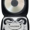 Koss Stereophones with Sportclip Portable Amplifier with Built-In Equalizer 3.5mm with Carry Case Retractable Cord - Silver & Black