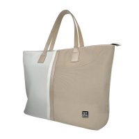 Klipxtreme Laptop Ladies Bag 15.6in Capri Top Load with Interior Zipper Pockets - Handy Key Strap Premium Quality - Beige & White
