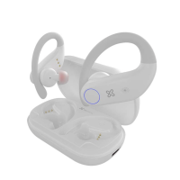 Klipxtreme Earbuds with Earloop Bluetooth v5.1 Xtremebuds TWS IPX7 Waterproof Noise Reduction Mic Charging Case Powerbank 108hr Playtime - White