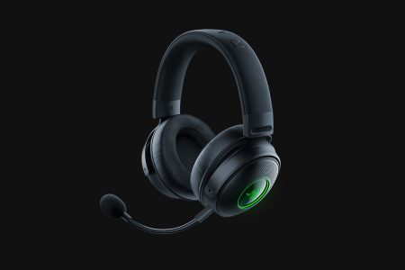 Razer Gaming Headset Wireless Kraken V3 Pro with Boom Mic Detachable Haptic Technology THX Spatial Audio Chroma RGB - Black