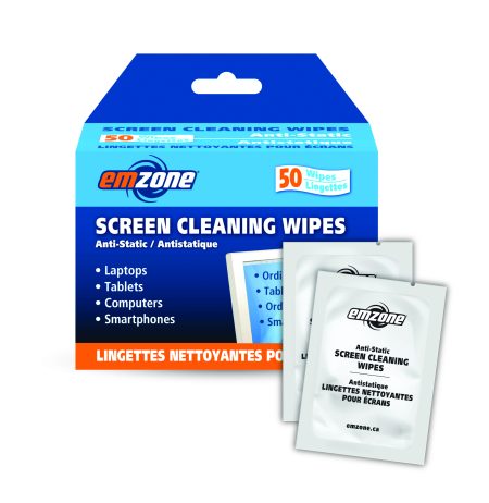 Emzone Screen Cleaner Wipes 50 Pack (Individual Packets) Tech Device Alcohol & Ammonia Free