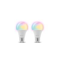 Nexxt Smart Home Indoor Wifi RGB & White LED Light Bulb (2 Pack) 100V A19 Multicolour 16M Combinations Dimmable Voice Control Alexa & Google