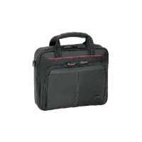 Targus Laptop Bag 15-16in Clamshell Case with Shoulder Strap Luggage Pass Through - Black with Red Trim
