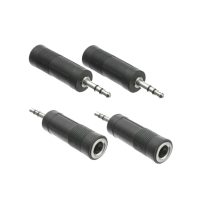 Stereo Adapter 1/4 Jack Female to 3.5mm Male Adapter (4-Pack) - Black