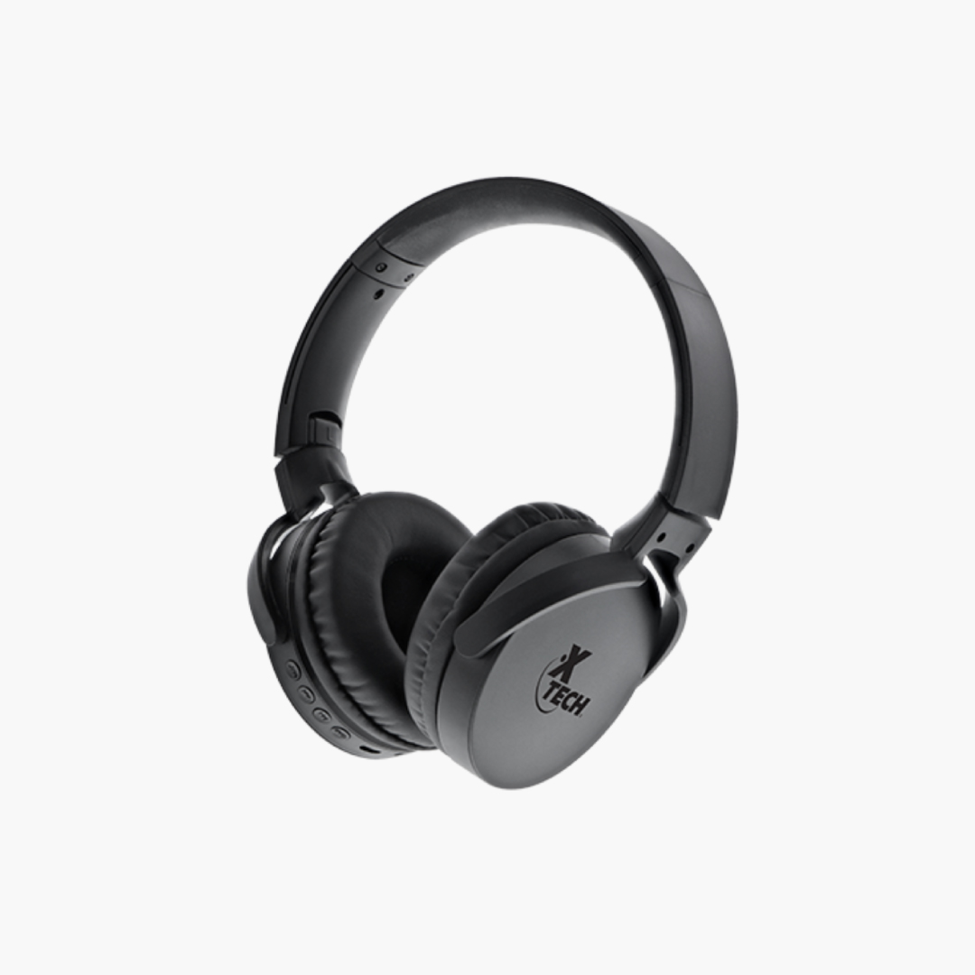 Xtech Headphone Over Ear Wireless with 3.5mm Dongle Sphere with Microphone 12 Playback Time - Black