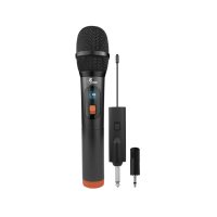 Xtech Microphone Wireless UHF with Rechargeable Receiver works with 3.5mm or 1/4in Jack up to 82ft Range - Black