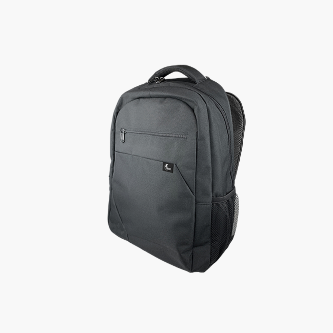 Xtech Backpack 15.6in Bristol Adjustable Shoulder Straps Padded Back 2 Side Mesh Pockets - Black