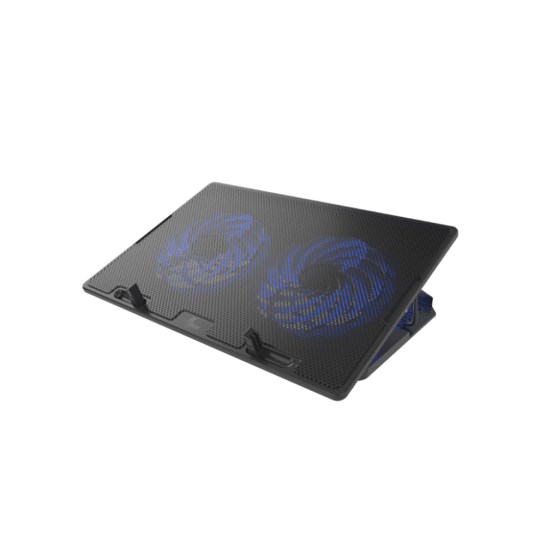 Xtech Laptop Cooling Pad 15.6In USB Blue LED 2 USB-A Ports 2 Powered & Silent Fans - Black