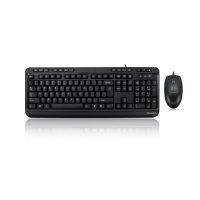 Adesso Keyboard & Mouse Combo Wired Antimicrobial Multimedia 1200dpi PC/MAC- FRENCH Canadian - Black