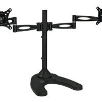 Mount-It! Dual Monitor Desk Stand Full Motion Articulating Arms up to 27 in 22 lbs per Arm Tilt & Rotate 360 Powder Coated Heavy Duty Steel - Black