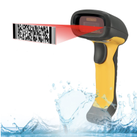 Adesso Barcode Scanner IP67 Waterproof Antimicrobial 2D QR 1D Barcodes with Charging Cradle Drop Protection - Black & Yellow