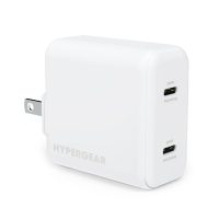 HyperGear Wall Charger 2 Port 40W - 2x USB-C 20W Ports PPS Fast Charging - Foldable Prongs - White